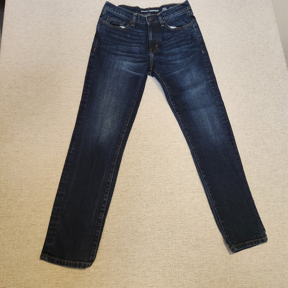 Amazon Essentials Athletic Fit Jeans Mens 30x32 Dark Wash Blue Stretch Denim